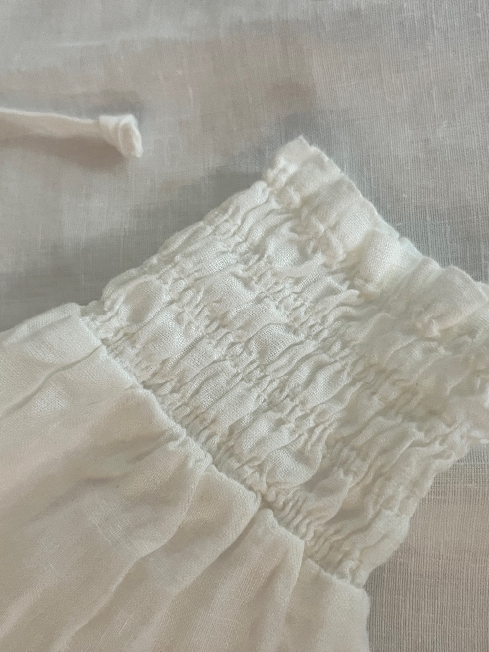Anthropologie Cloth & Stone Tie Neck white linen blouse size medium - Picture 5 of 6